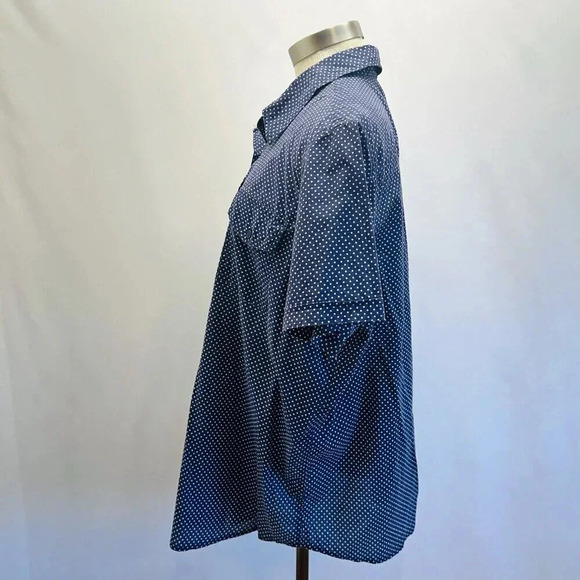 ONLY NECESSITIES Women Short Sleeve Button Down Polka-Dots Blue Shirt Size 1X - Picture 11 of 13